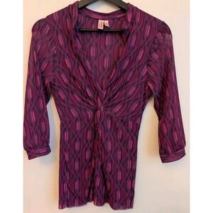 Vintage Y2K Mesh Sweet Pea Festival Gypsy Fairycore Babydoll Top Size M Purple